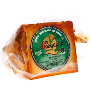 QUESO MADURADO DE OVEJA EN PIMENTON PICANTE EL BOSQUEÑO, CUÑA 350G APROX